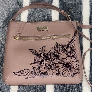 Kate Spade Dusty Blush Floral Shoulder Bag custom painted